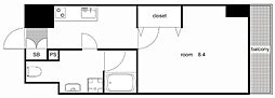 WESTIN上前津 1Kの間取図画像