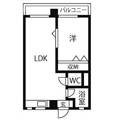 第一オオタビル 1LDKの間取図画像