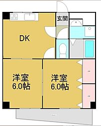 山伝マンション 2DKの間取図画像
