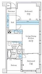 御棚町ヒルズ 2LDKの間取図画像