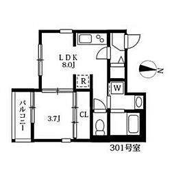 ハーモニーテラス北畑 1LDKの間取図画像