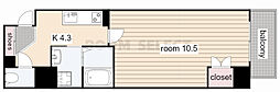 STUDIOKANAREBASHI 1Kの間取図画像