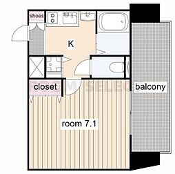 プレサンス覚王山D-Style2 1Kの間取図画像