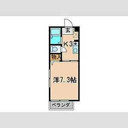 パークサイド星ヶ丘 1Kの間取図画像