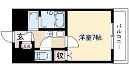 内山ハイライズ 1Kの間取図画像