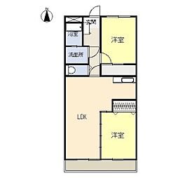 宮地興産ビル 2LDKの間取図画像