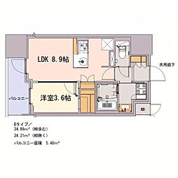 S-RESIDENCE千種belvia TOWER(べルヴィアタワー) 1LDKの間取図画像