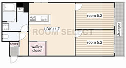 穂高ハイツ 2LDKの間取図画像