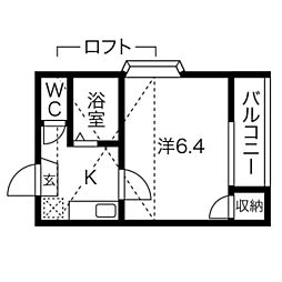 リバティー大須 1Kの間取図画像