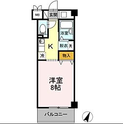 CASA一社 1Kの間取図画像