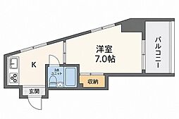 信開ウェラコート犀川 1Kの間取図画像