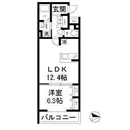 トレフレッチェ 1LDKの間取図画像