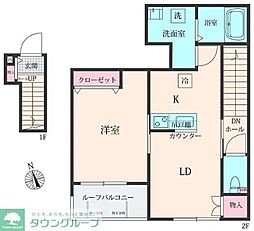 カモナジョイナス 2階1LDKの間取り