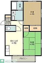 コーポパークサイド 2DKの間取図画像