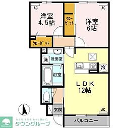 フェリシテ1 2LDKの間取図画像