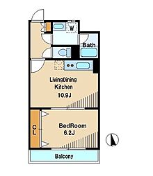 ローズガーデン 1LDKの間取図画像