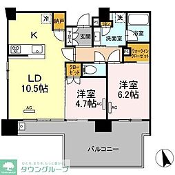 セントラルレジデンス東中野 2LDKの間取図画像