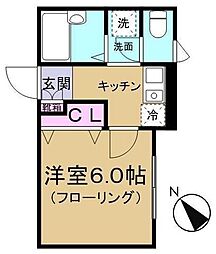 コーポ百合 1Kの間取図画像