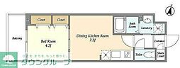 クラシー中野弥生町 1DKの間取図画像