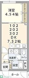 Respect Residence南台 1DKの間取図画像
