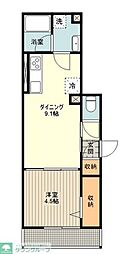 プレステージコート三鷹 1LDKの間取図画像