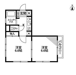 中野千利休 2Kの間取図画像