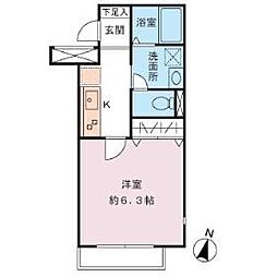 ラルジュ中野 1Kの間取図画像