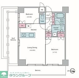 レジディア杉並方南町 2LDKの間取図画像