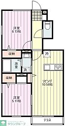 ル・ヴァンヴェールB 2LDKの間取図画像