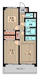 サンライフ氷川台 2DKの間取図画像