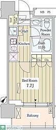 ユニゾンタワー東中野 1Kの間取図画像