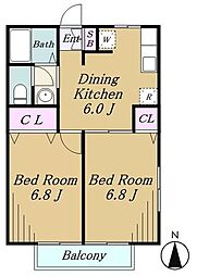 サンモール善福寺 2DKの間取図画像