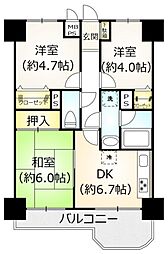 ライオンズガーデン河辺 3DKの間取図画像