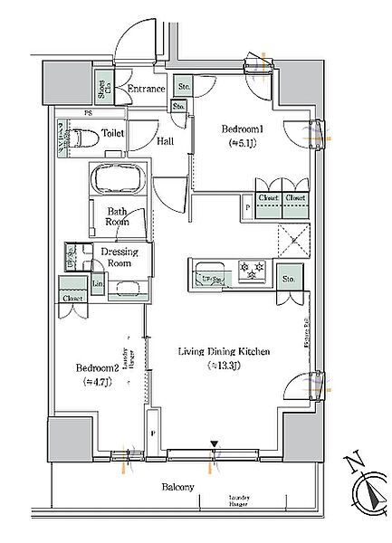 ＯＮＥ　ＲＯＯＦ　ＲＥＳＩＤＥＮＣＥ　ＮＩＳＨＩＮＩＰＰＯＲ 809｜東京都荒川区西日暮里５丁目(賃貸マンション2LDK・8階・53.13㎡)の写真 その2