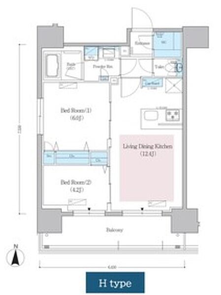 アーバネックス蔵前レジデンス 1302｜東京都台東区蔵前４丁目(賃貸マンション2LDK・13階・50.32㎡)の写真 その2