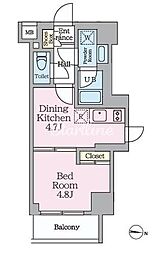 ハイズ三ノ輪II 5階1DKの間取り