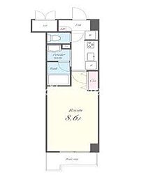 グレースランド 2階1Kの間取り