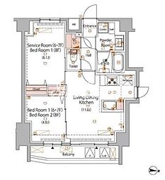 ハイズ三ノ輪II 1SLDKの間取図画像