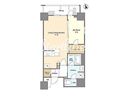 プライムアーバン台東根岸 1LDKの間取図画像