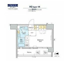 プラウドフラット日暮里 ワンルームの間取図画像