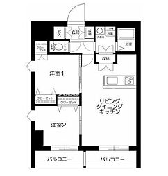 ロクシス日暮里 2LDKの間取図画像