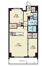 スプランディッド西日暮里 2LDKの間取図画像