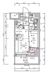 シーフォルム北千住(SYFORME KITA-SENJYU) 1DKの間取図画像