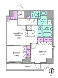 Due日暮里 2LDKの間取図画像