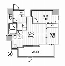 台東区日本堤2丁目マンション 2LDKの間取図画像