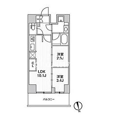 リテラス南千住サウス 2LDKの間取図画像