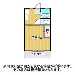 コーポサンライズA 1Kの間取図画像