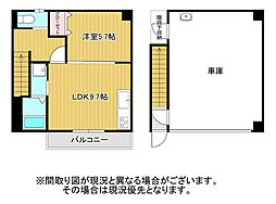 モダンガレージハウスHIRONOA 1LDKの間取図画像