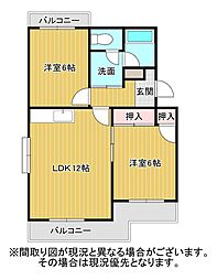 シオン竜南1 2LDKの間取図画像
