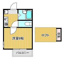 リージェントさつき ワンルームの間取図画像